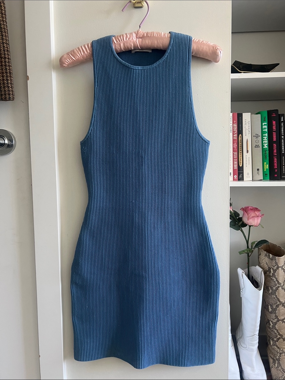 Babaton Ribbed Tank Mini Dress in Blue